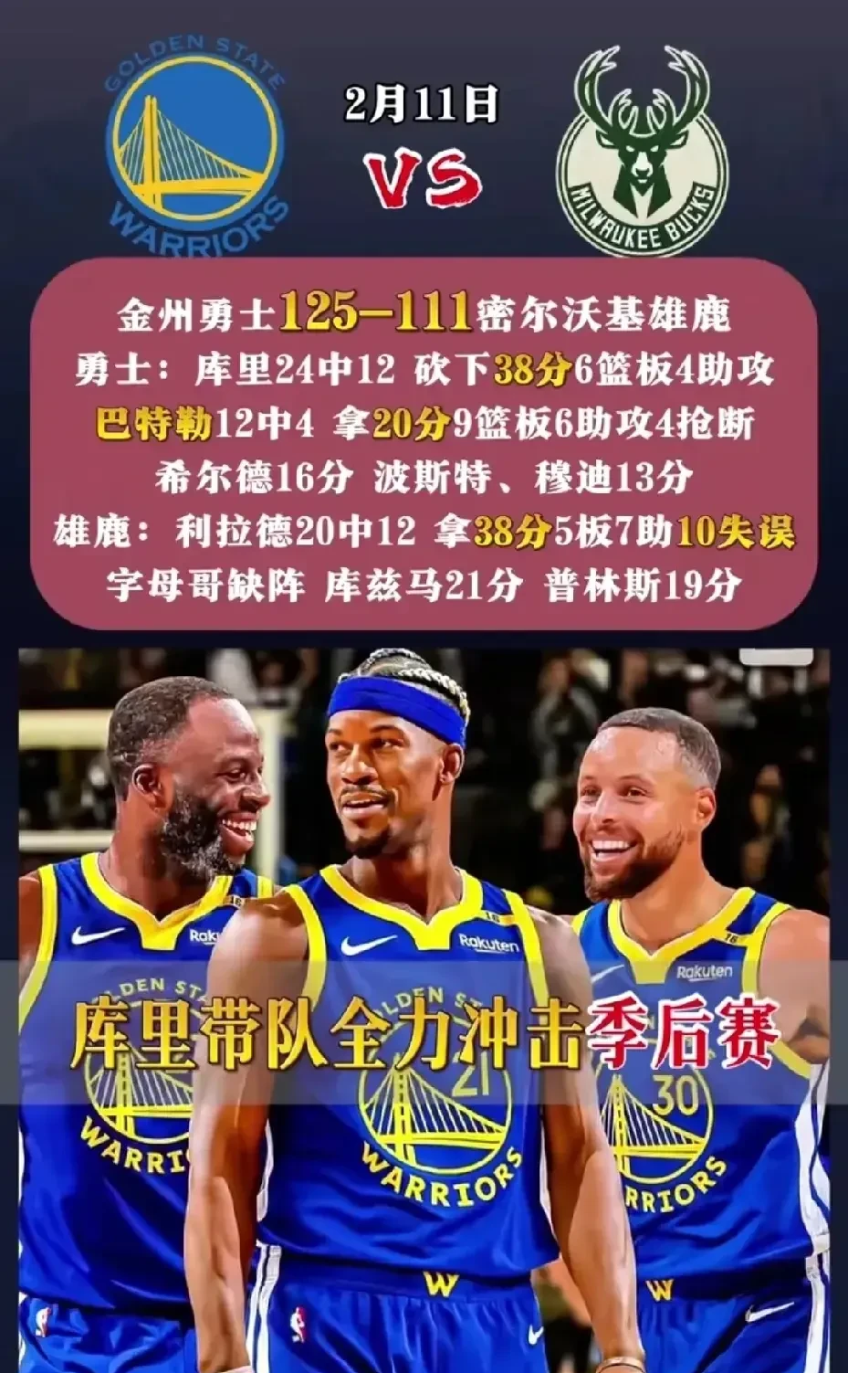 雄鹿惊艳全场，逆转取胜助攻爆棚，巴特勒逆转取胜！